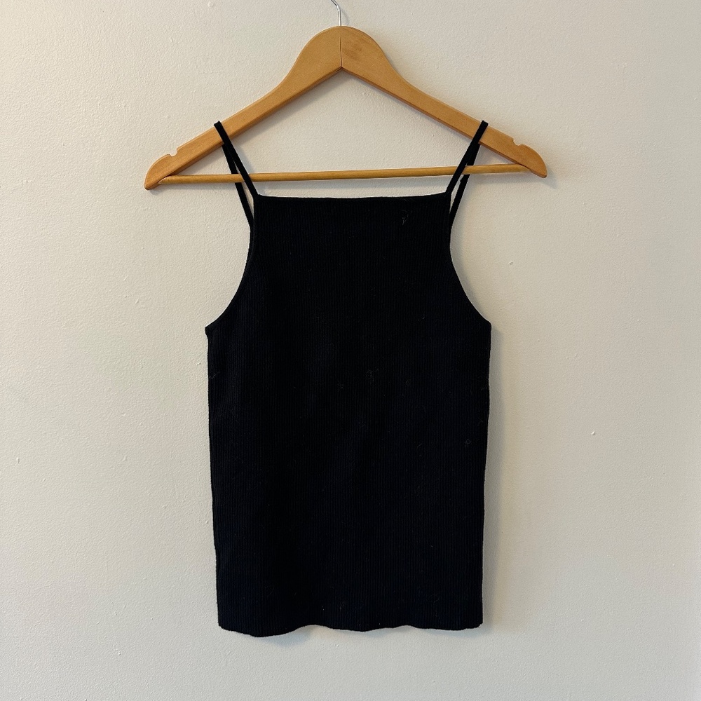 MOD REF Square Neck Ribbed Tank Top in Black | Size Small - Picture 5 of 8